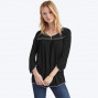 Drapey contrast-stitch long sleeve top