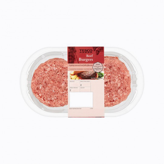 Tesco 4 14Lb Beef Burgers