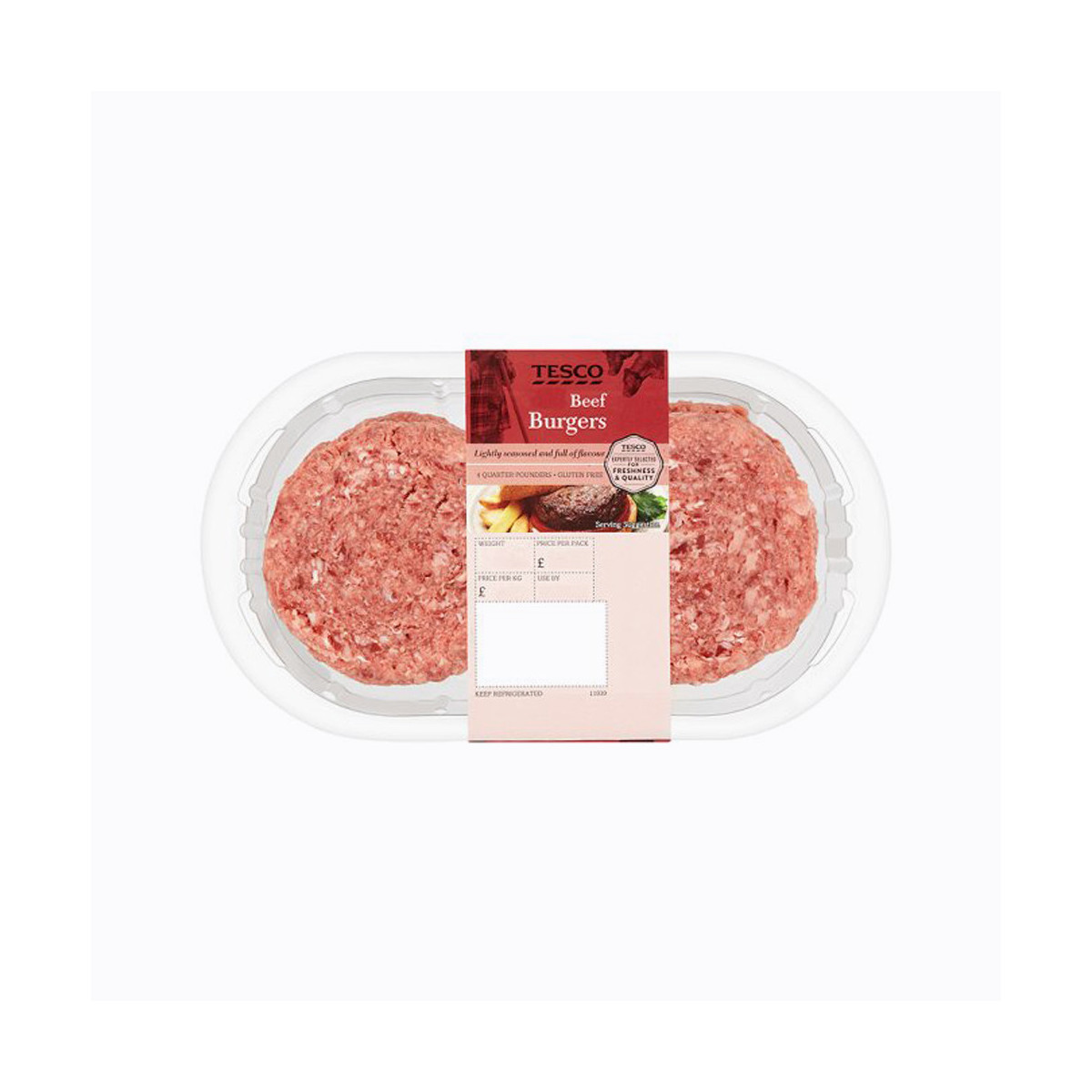 Tesco 4 14Lb Beef Burgers