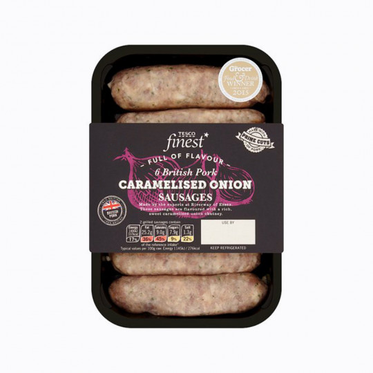 Tesco Finest 6 British Pork And Onion Sausages