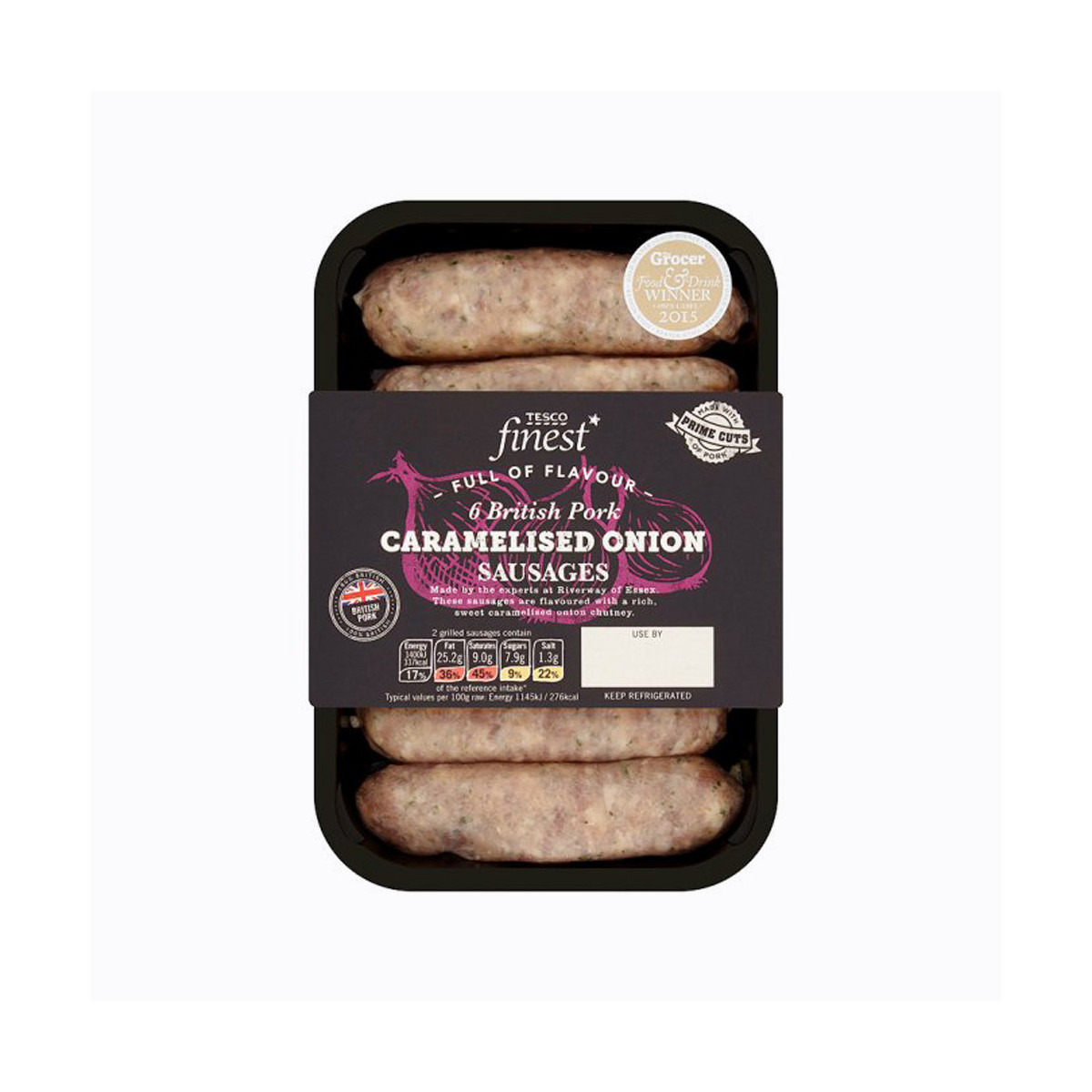 Tesco Finest 6 British Pork And Onion Sausages