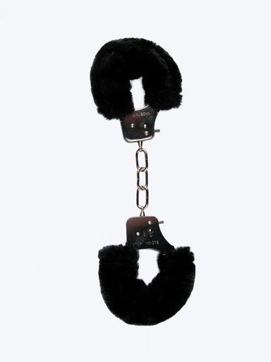 Fur handcuffs - black