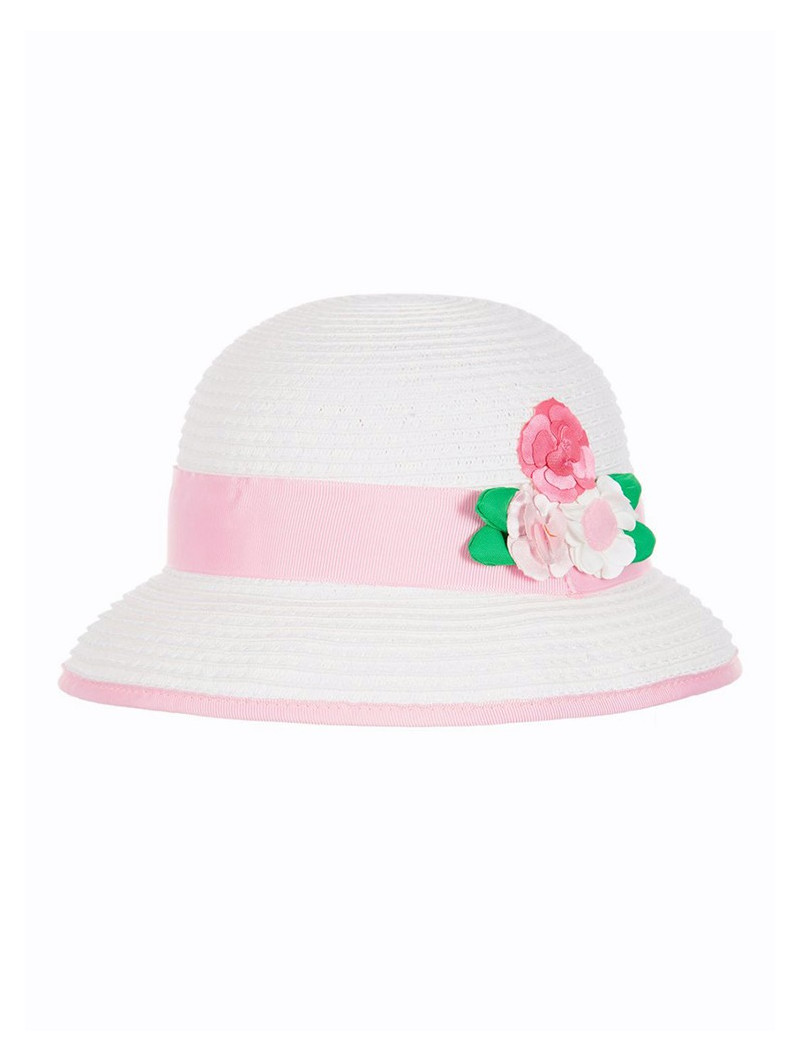 Baby Girls White & Pink Sun Hat
