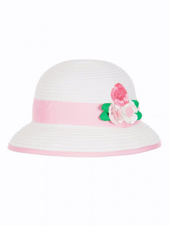 Baby Girls White & Pink Sun Hat