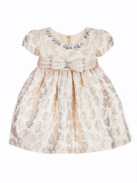 Baby Girls Brocade Dress with Diamante