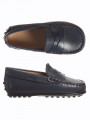 Navy Blue Leather 'Gommino' Moccasin Shoes