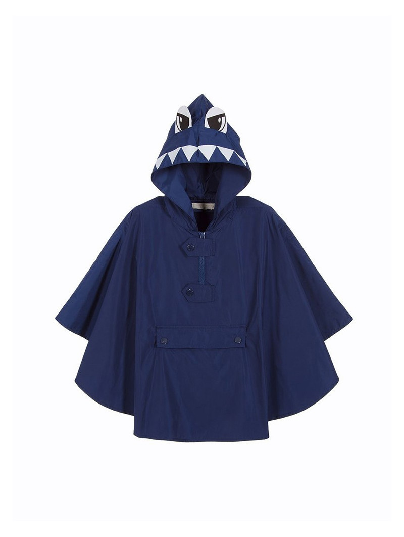 Blue Packable Hooded Rain-cape
