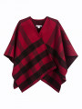 Girls Red Wool Check 'Charlotte' Cape
